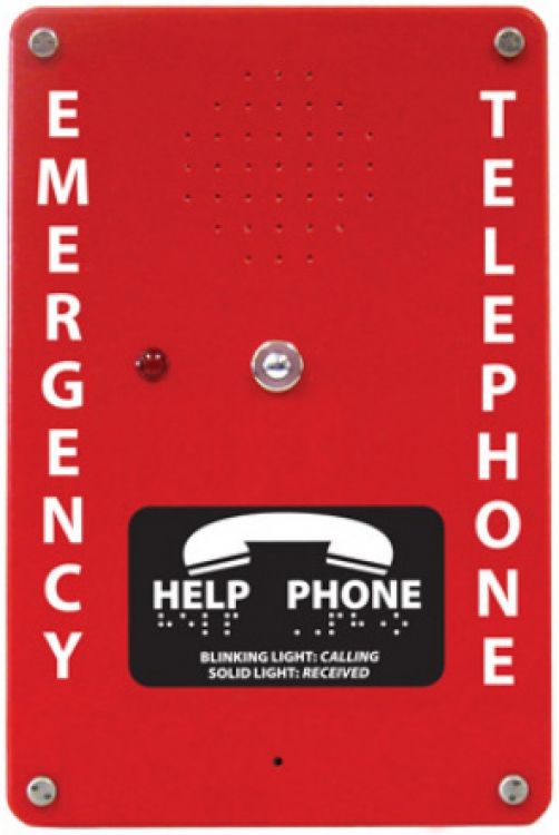 Emergency Telephone--Nema4-Red. Interior/Exterior In Surface Mounted Nema-4 Red Fiberglass Enclosure - Auto-Dialer