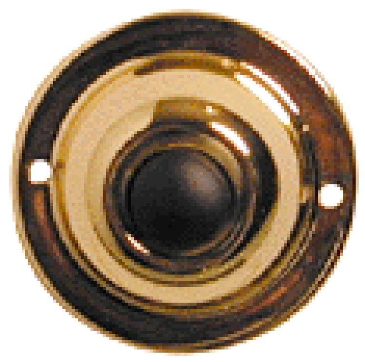 1.75" Round Pushbutton-Br. Fin. S.P.S.T. Type - Low Voltage Shiny Brass Finish With Mounting Screws