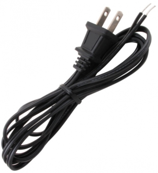 5' Black Two-Pronged AC Power Cord - BLACK 2 PRONG AC CORD+PLUG