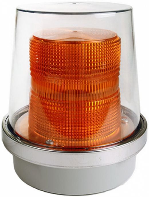 120Vac Flash Beacon with Amber Cover - Indoor or Outdoor Use