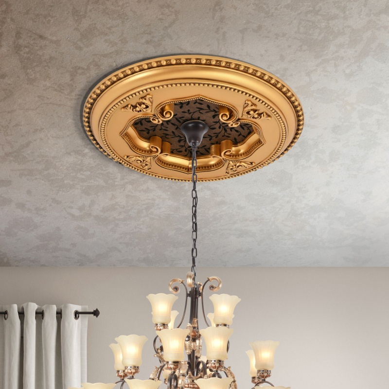 Gold And Brown Leaf Clover Round Ceiling Medallion