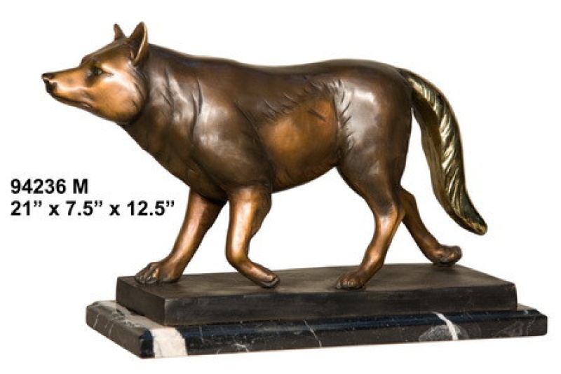 Bronze Fox Standing On Marble Base