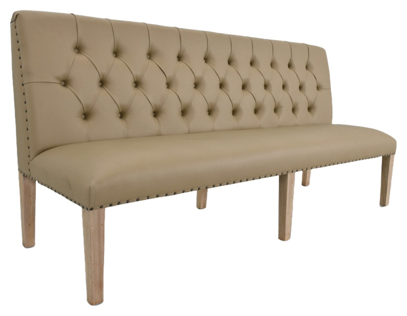 Inverness Farmhouse Bench With Faux Leather 84"w
