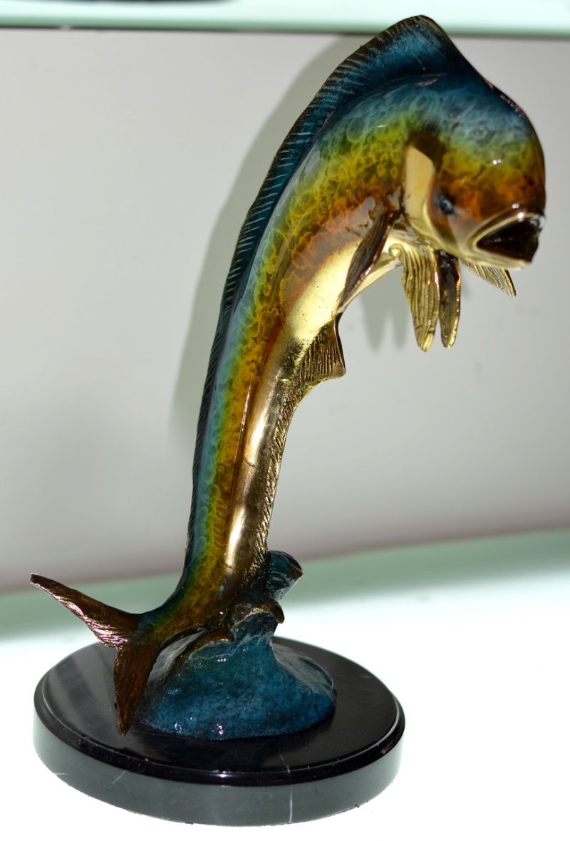 Dorado Fish In Special Patina On Marble Base
