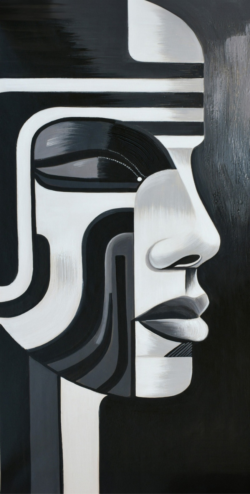 Black and White Face Left Giclee