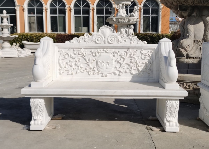 AFD Home White Marble Bench