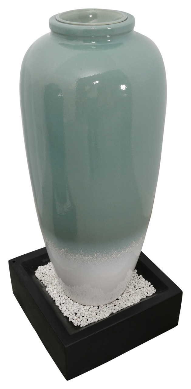 Blue Bubbling Outdoor Garden Vase Fountain 45 Inches