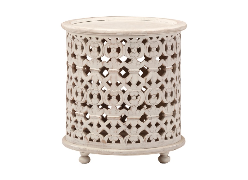 Siloueete Carved Washed Side Table