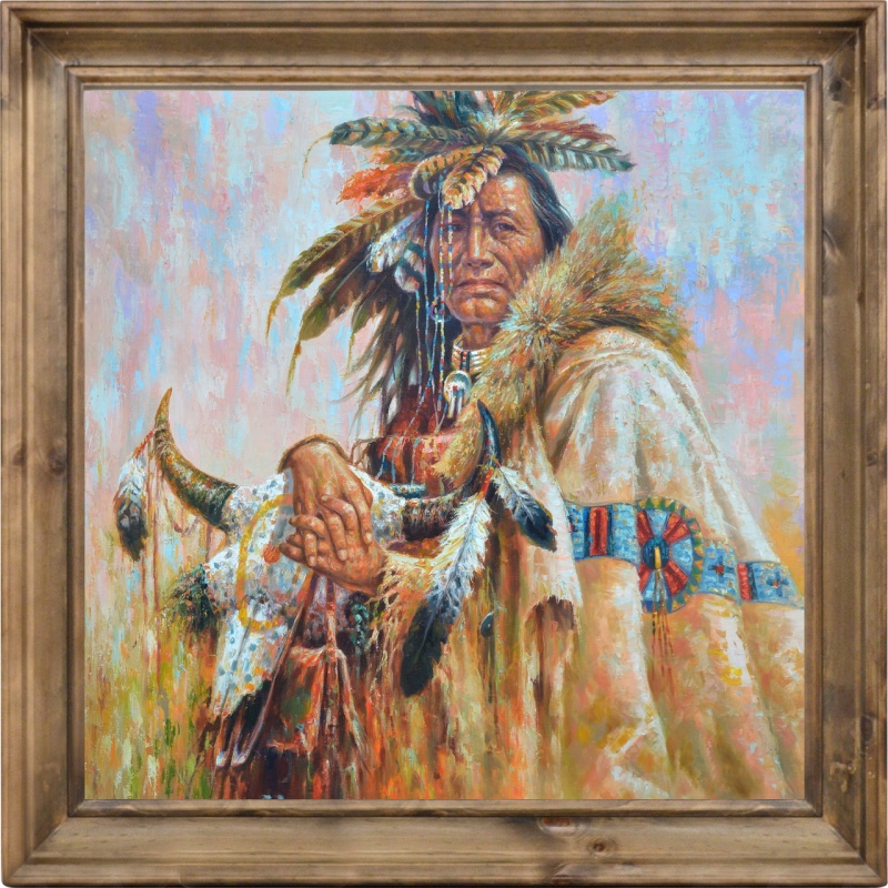 Native American Chief 1 Framed 48X48 (Kit)