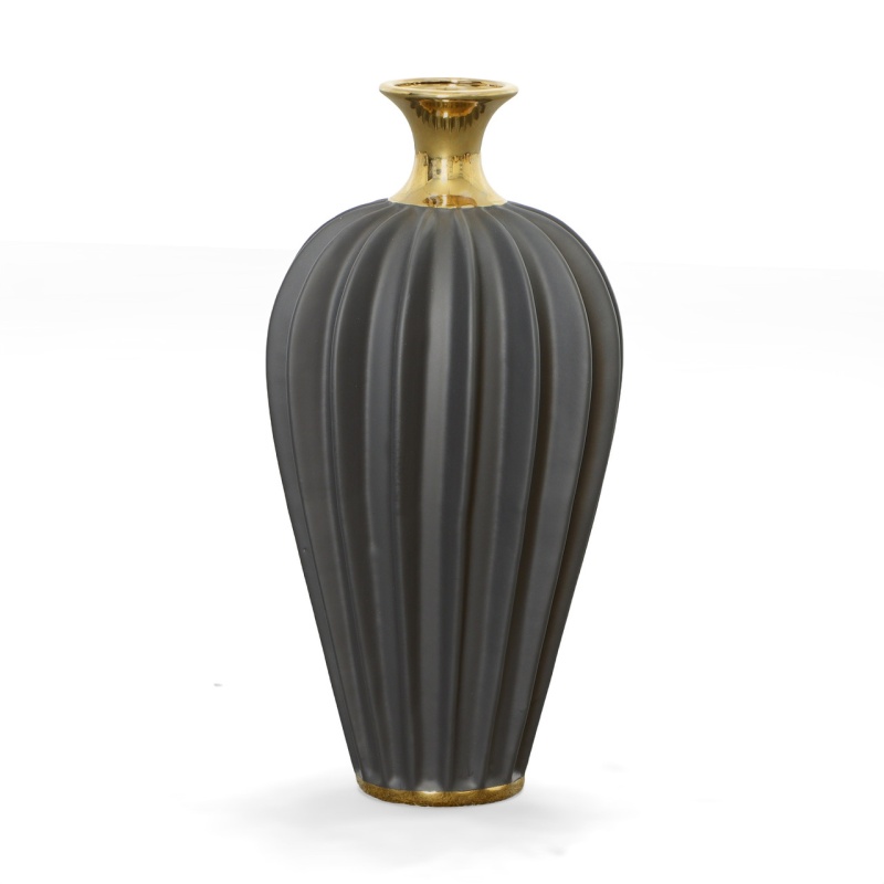 Radial Matte Large Vase - Black