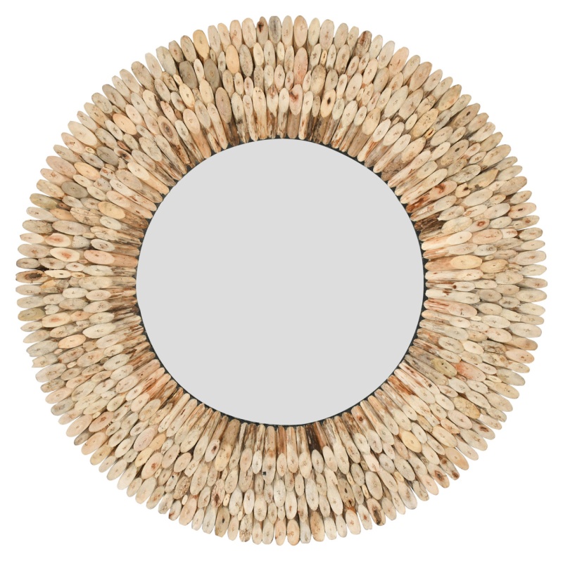 Authentic Natural Wood Round Mirror 47Dia X 2d