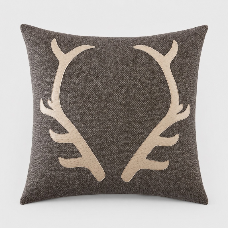 Rustic Antler Lodge Decorative Pillow