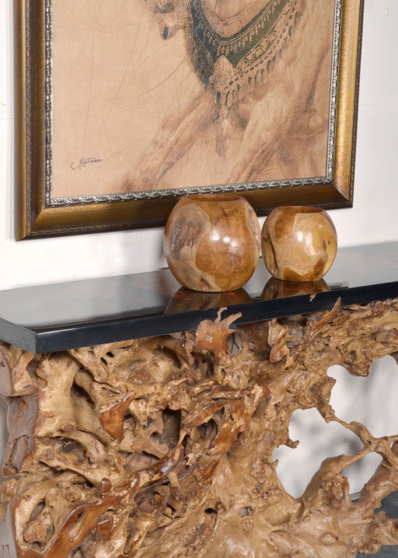 Teak Natural Vase Set Of 2