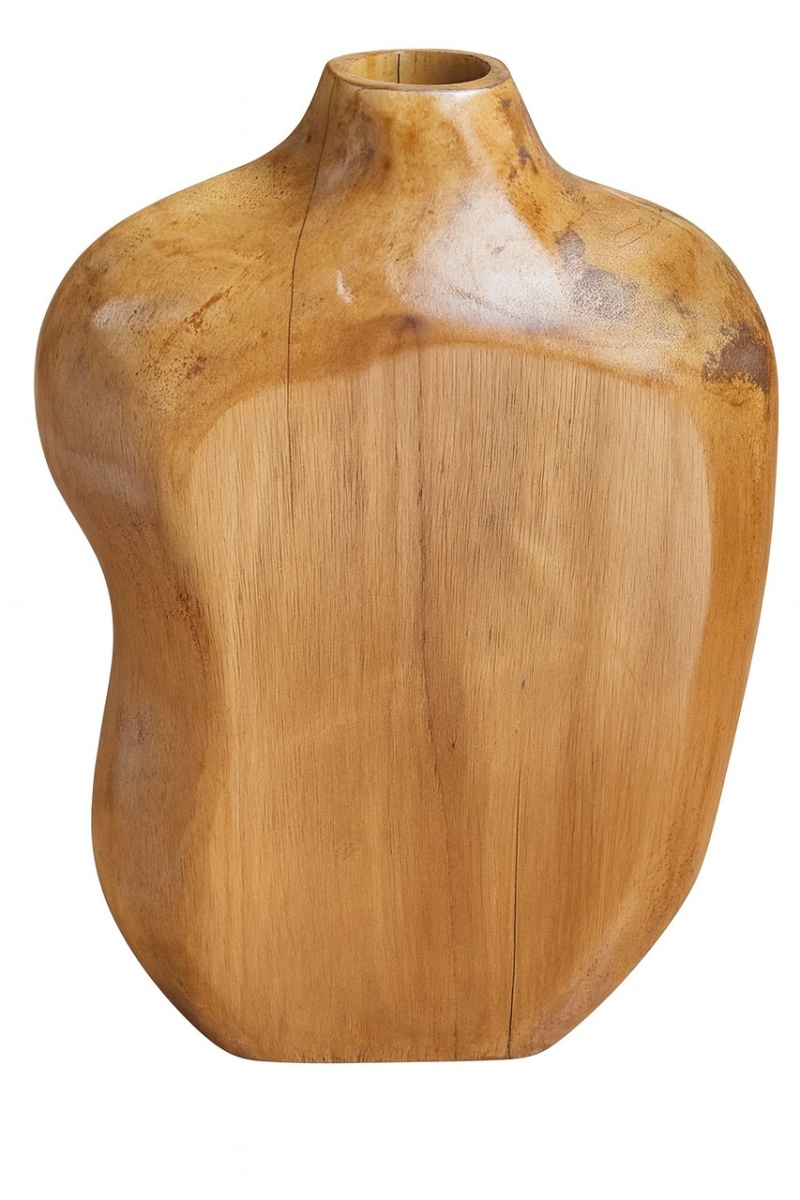 Teak Small Vase 9.5H