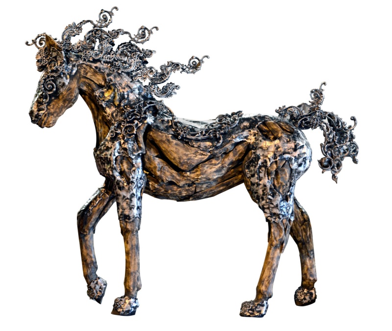 Wooden NewTroya Horse With Aluminum