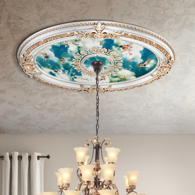 White Oval Cherub Ceiling Medallion
