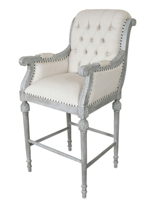 Mystique Gray Continental Linen Bar Stool