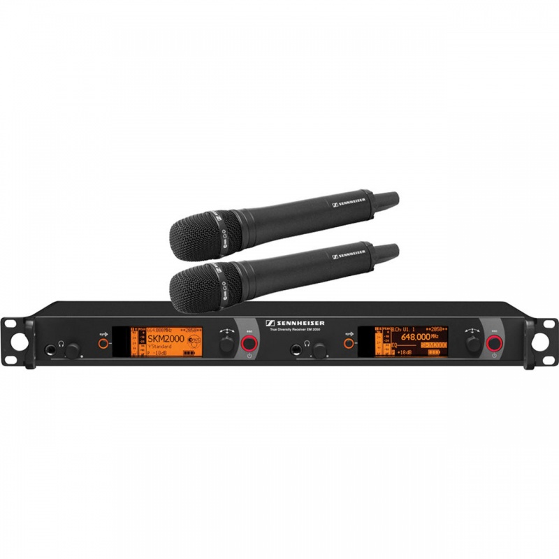 Sennheiser Dual Channel Handheld System: (2) Skm 2000Xp Handheld Transmitters With Mmk 965-1 True Condenser Capsules, Black; (1) Em 2050 Dual Channel Recevier. Frequency Range Bw (626 / 698 Mhz)