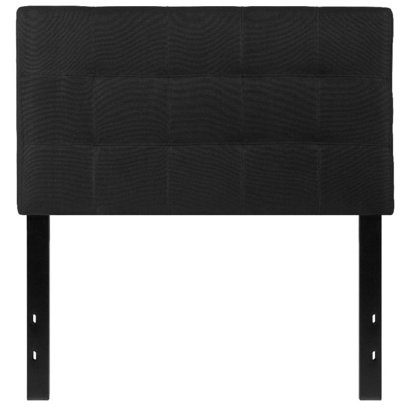 Bedford Tufted Upholstered Twin Size Headboard In Black Fabric