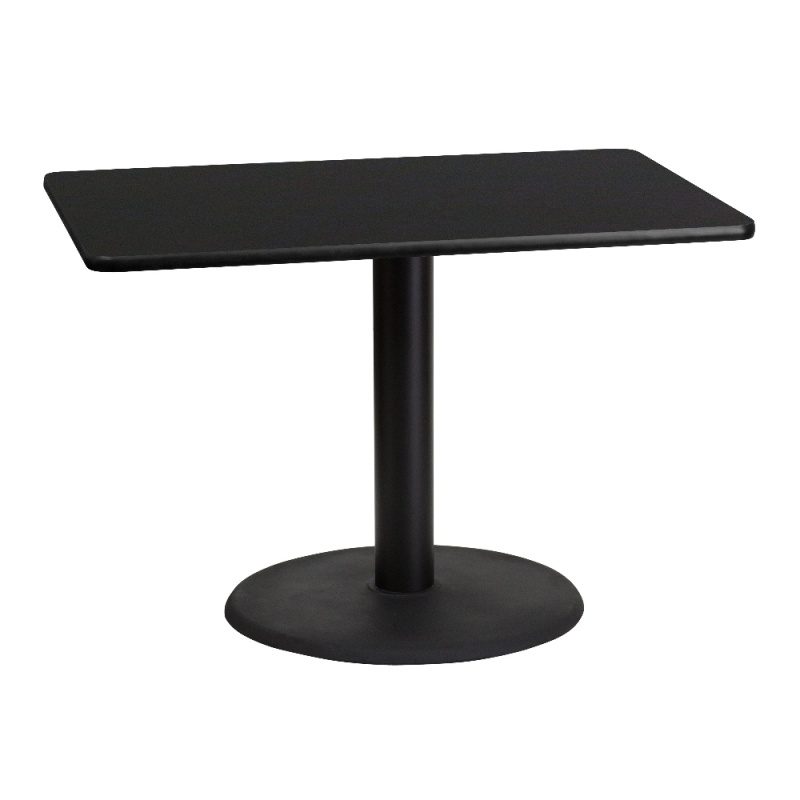 Stiles 30'' X 42'' Rectangular Black Laminate Table Top With 24'' Round Table Height Base