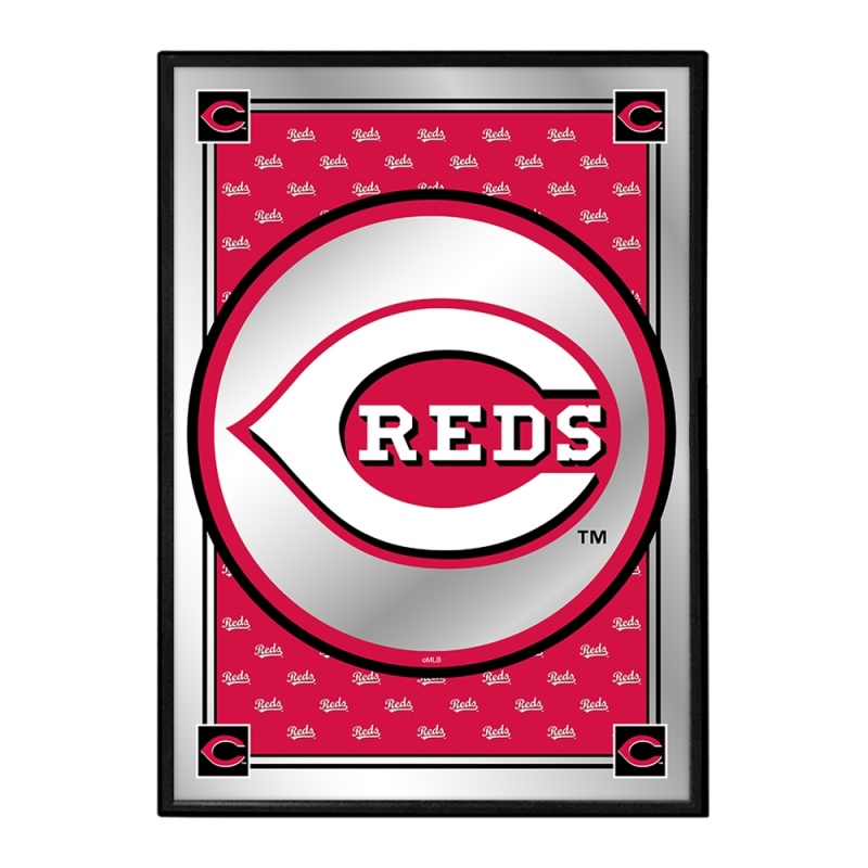 Cincinnati Reds: Vertical Team Spirit - Framed Mirrored Wall Sign