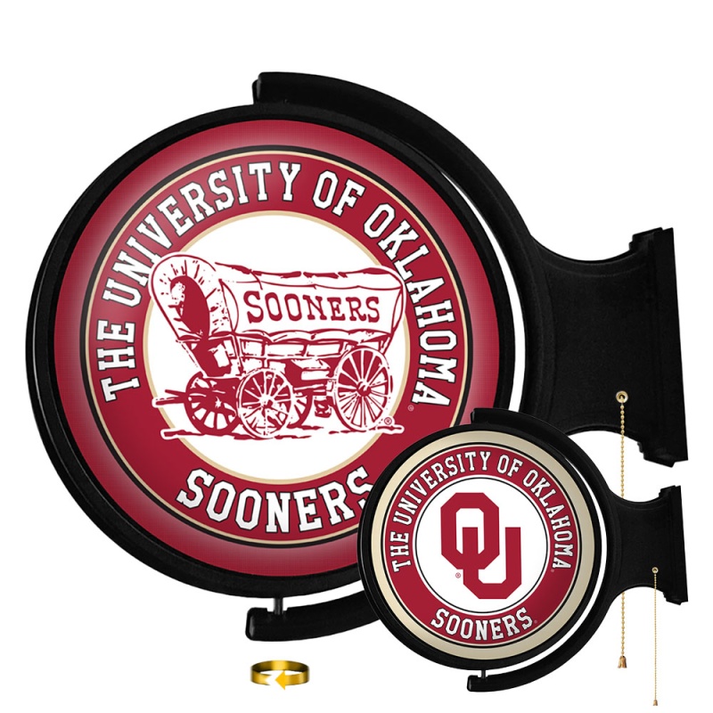 Oklahoma Sooners: Double-Sided Original Round Rotating Lighted Wall Sign