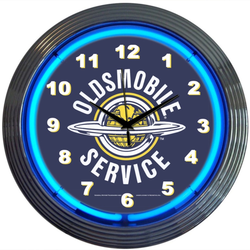 Gm Oldsmobile Service Neon Clock 15" X 15" X 3"