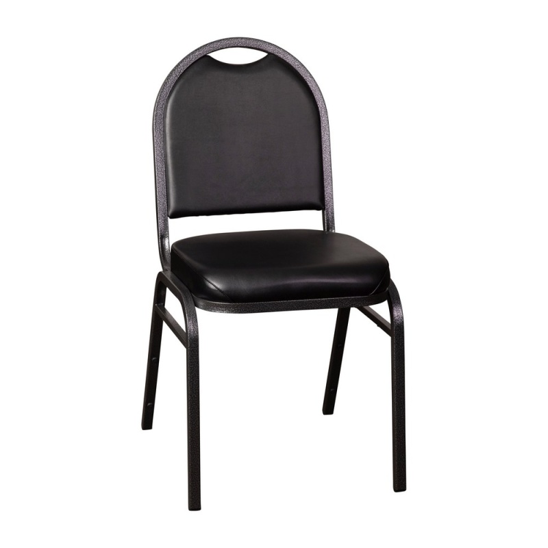 Hercules Series Commercial Grade 500 Lb. Capacity Dome Back Stacking Banquet Chair In Black Vinyl With Silver Vein Metal Frame