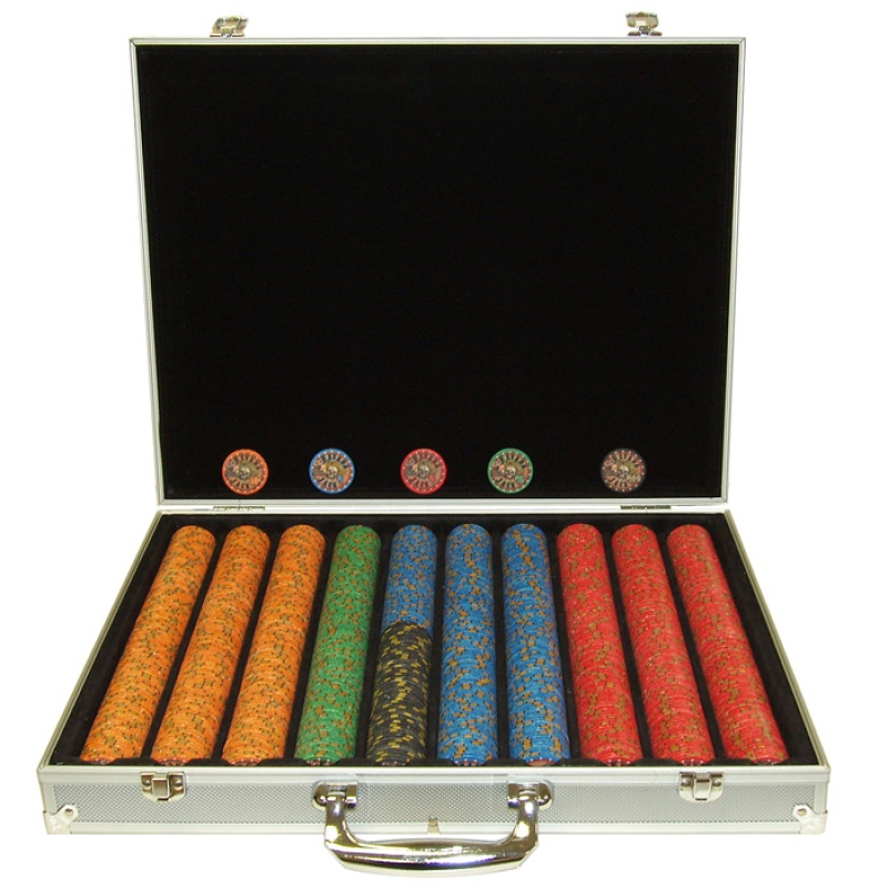 1000 10G Nevada Jacks Poker Chips W/ Aluminum Case