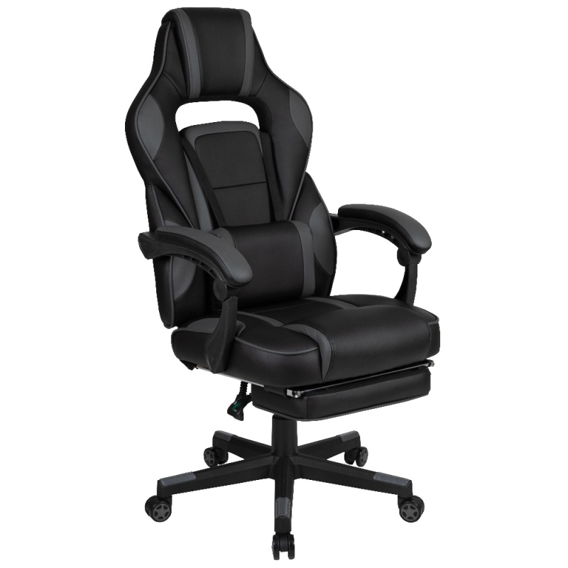 X40 Gaming Chair Racing Ergonomic Computer Chair With Fully Reclining Back/Arms, Slide-Out Footrest, Massaging Lumbar - Black/Gray