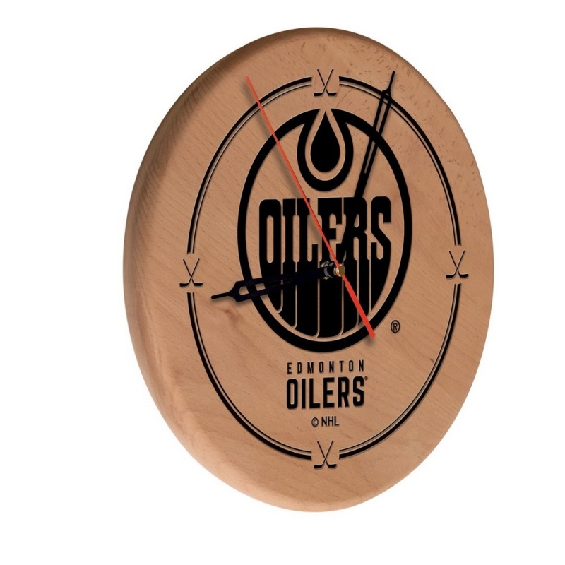 Edmonton Oilers Laser Engraved Wood Clock By The Holland Bar Stool Co