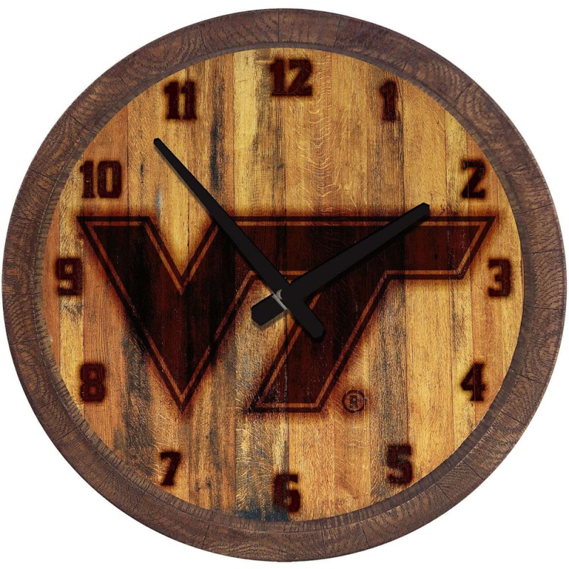Virginia Tech Hokies: Branded Faux Barrel Top Wall Clock