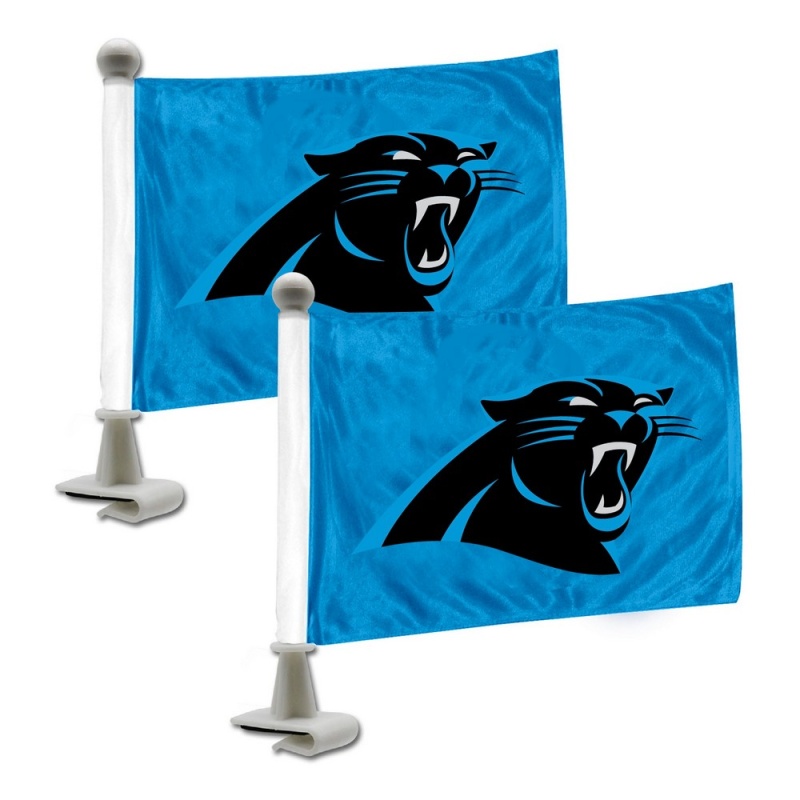 Carolina Panthers Ambassador Car Flags - 2 Pack Mini Auto Flags, 4In X 6In