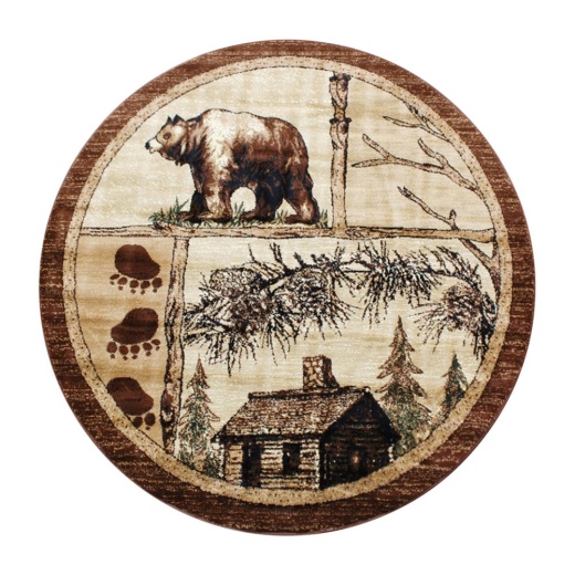 Vale Collection 6' X 6' Rustic Wildlife Themed Area Rug Olefin Rug With Jute Backing Entryway, Living Room, Or Bedroom