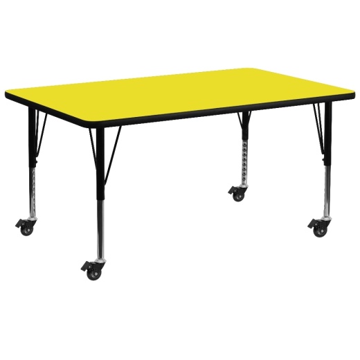 Wren Mobile 30''W X 72''L Rectangular Yellow Hp Laminate Activity Table Height Adjustable Short Legs