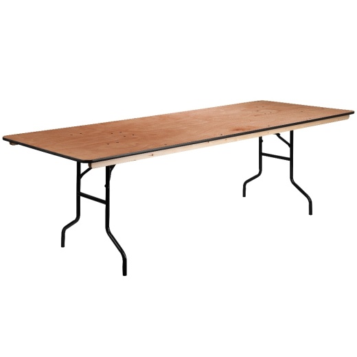 Fielder 8Foot Rectangular Wood Folding Banquet Table With Clear Coated Finished Top