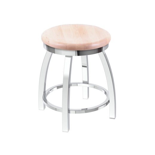 802 Misha 18" Swivel Vanity Stool With Chrome Finish And Natural Maple Seat