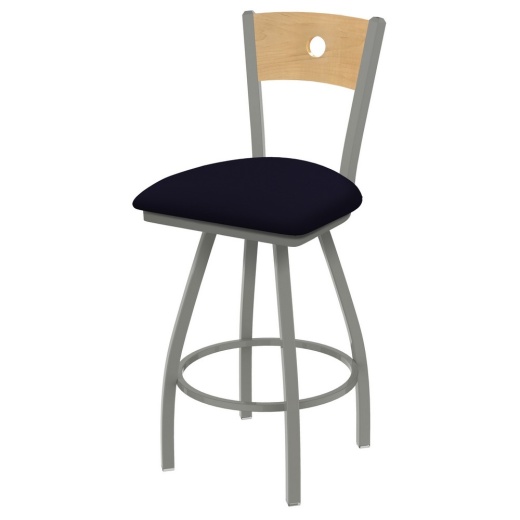 Xl 830 Voltaire Swivel Stool With Anodized Nickel Finish, Natural Back, And Canter Twilight Seat