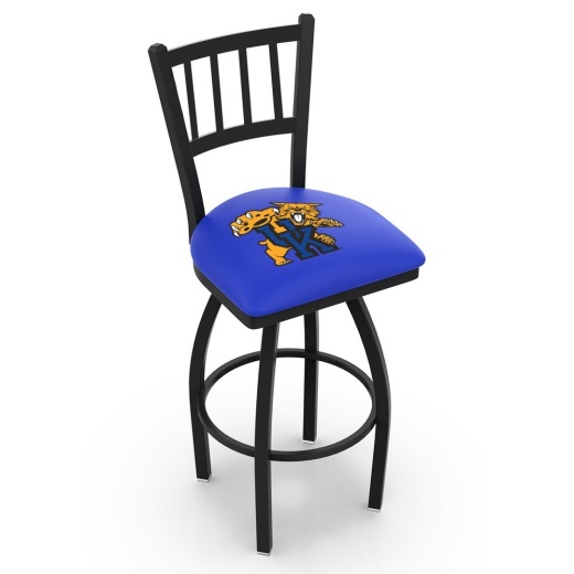 L018 Black Wrinkle Kentucky "Wildcat" Swivel Bar Stool With Jailhouse Style Back By Holland Bar Stool Co