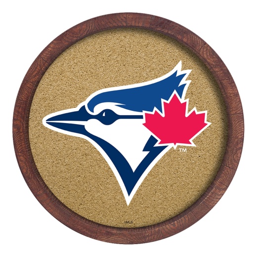 Toronto Blue Jays: Logo "Faux" Barrel Framed Cork Board Monochrome Logo