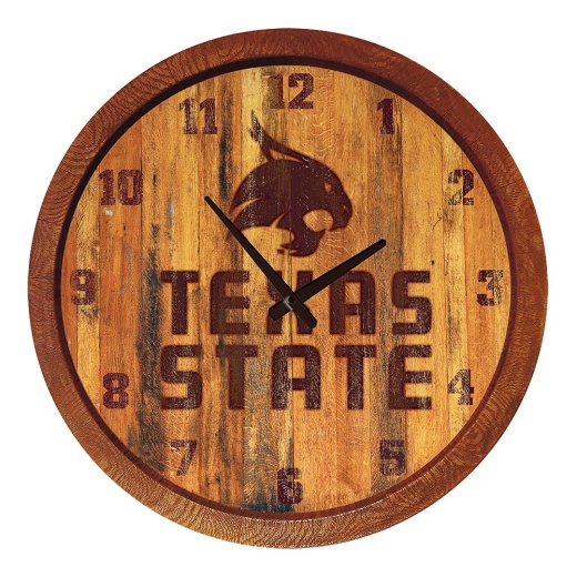 Txst Texas State Bobcats 20" Barrel Team Logo Wall Clock