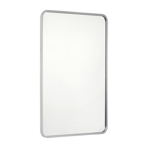 Jada 24" X 36" Decorative Wall Mirror Rounded Corners, Bathroom & Living Room Glass Mirror Hangs Horizontal Or Vertical, Matte Silver