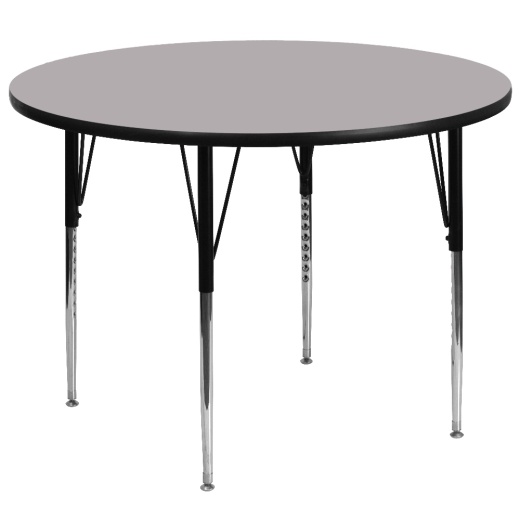 Wren 60'' Round Grey Thermal Laminate Activity Table Standard Height Adjustable Legs