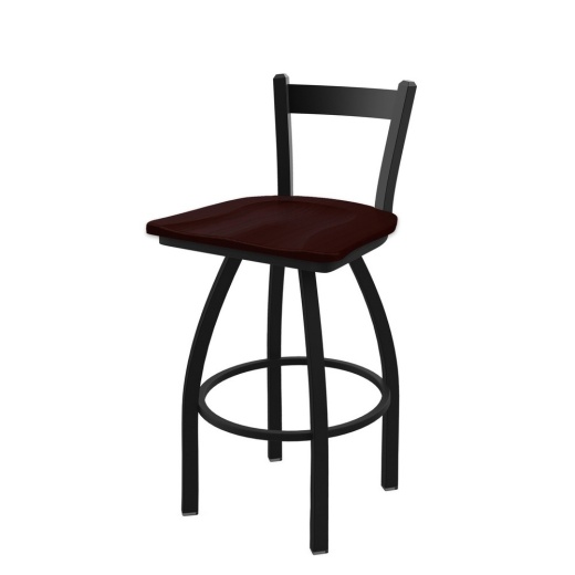 821 Catalina Low Back Swivel Stool With Black Wrinkle Finish And Dark Cherry Oak Seat