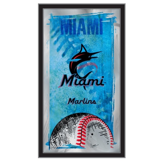 Miami Marlins 15" X 26" Baseball Mirror By Holland Bar Stool Company