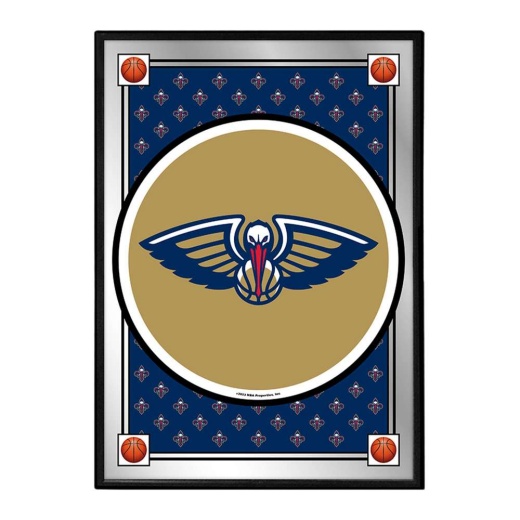 Orleans Pelicans: Team Spirit Framed Mirrored Wall Sign Vertical