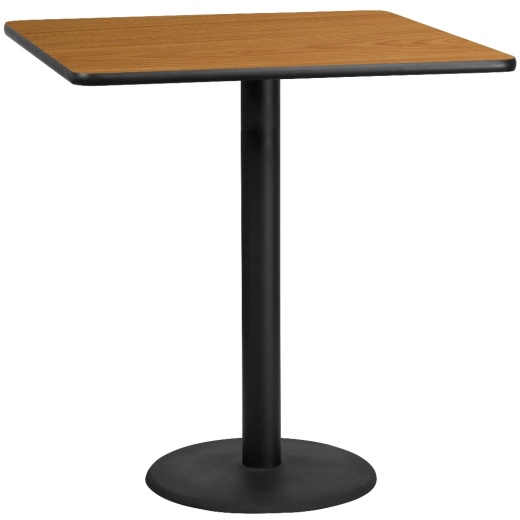 Stiles 42'' Square Natural Laminate Table Top With 24'' Round Bar Height Table Base