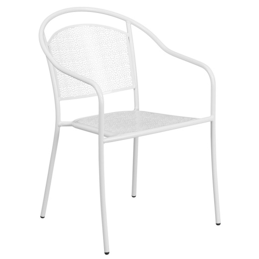 Oia Commercial Grade White Indooroutdoor Steel Patio Arm Chair With Round Back