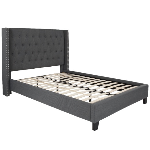 Riverdale Full Size Tufted Upholstered Platform Bed In Dark Gray Fabric