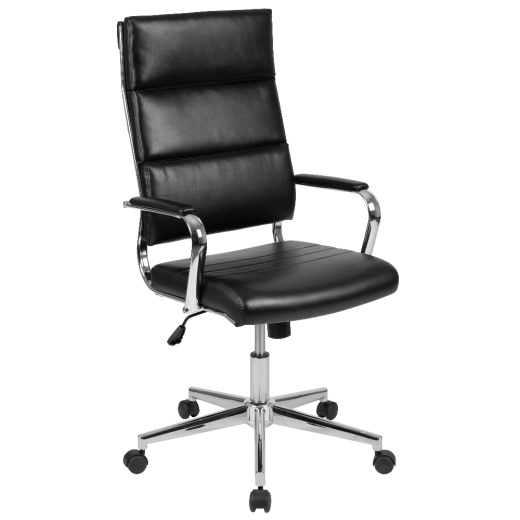 Hansel High Back Black Leathersoft Contemporary Panel Executive Swivel Office Chair
